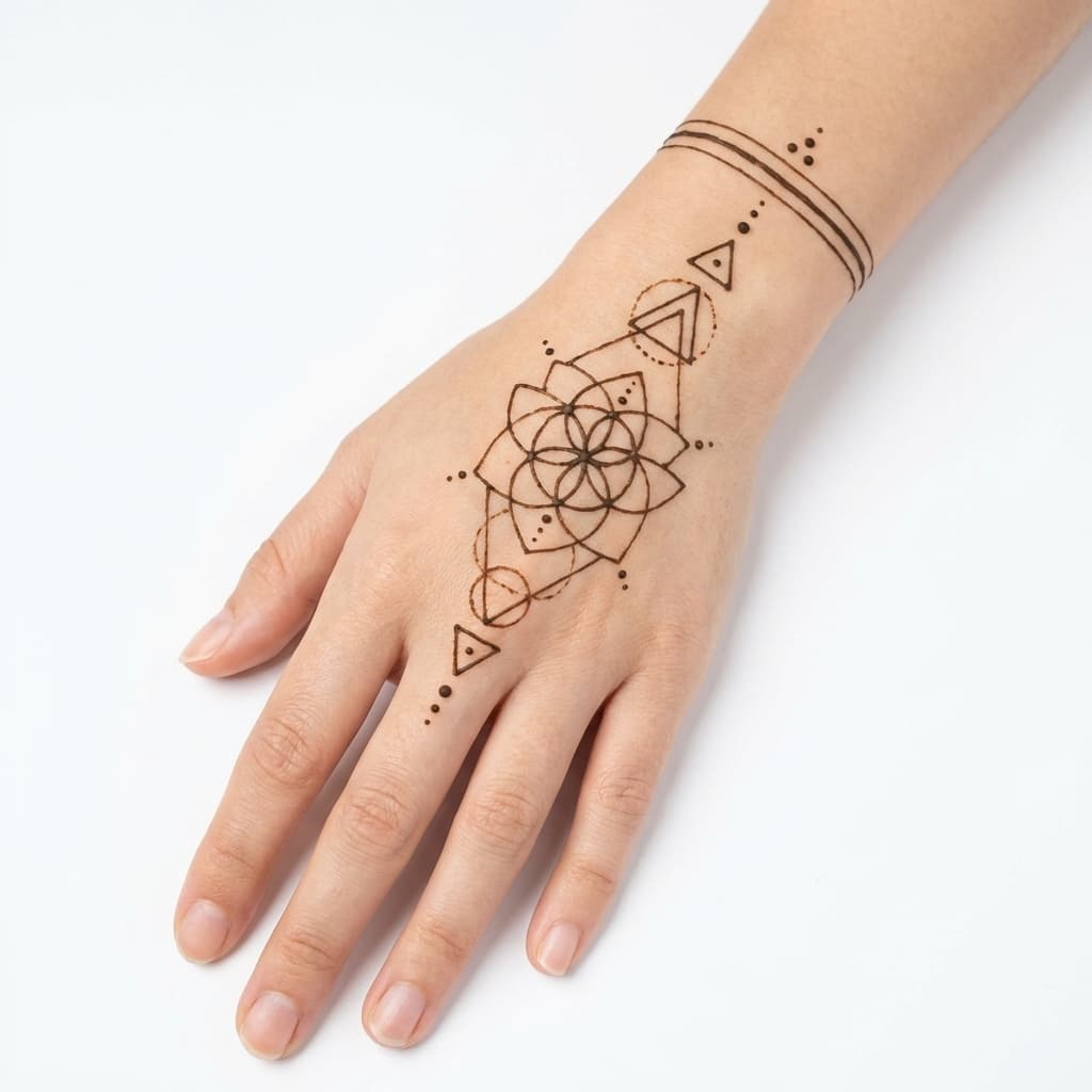 Premium Temporary Tattoos Texas - Geometric mandala henna design
